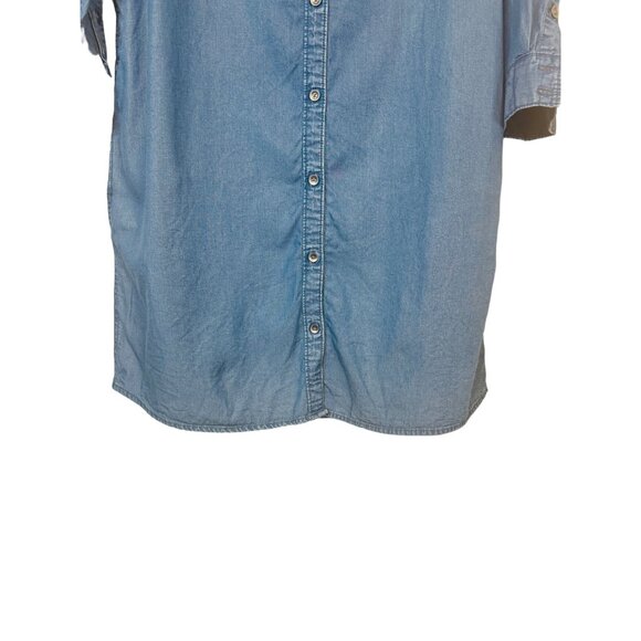 Gap Medium Denim Button-Up Dress Long Sleeve Viscose Blue - Picture 10 of 11